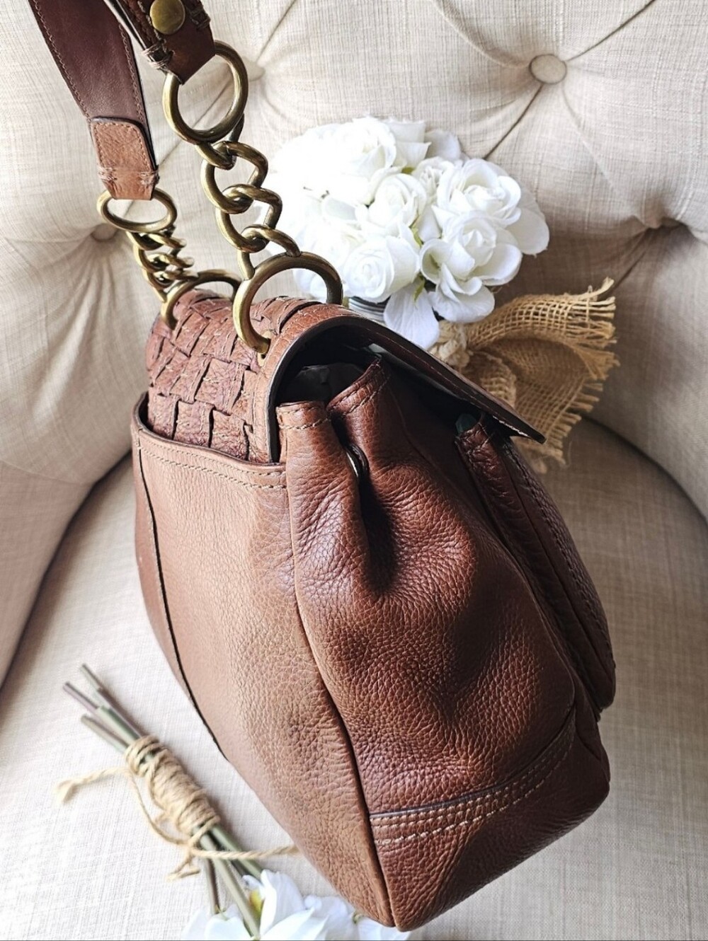 Coach Legacy Bleeker Woven Leather Sachel Handbag ( Brown ) # 12364 - Picture 9 of 15